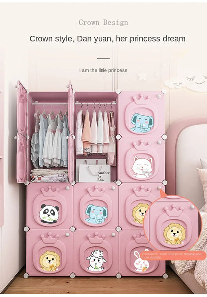 Modern Simplicity Children Bedroom Furniture Folding Wardrobe Cabinets Storage Locker Plastic Collapsible Box Clothes Closet