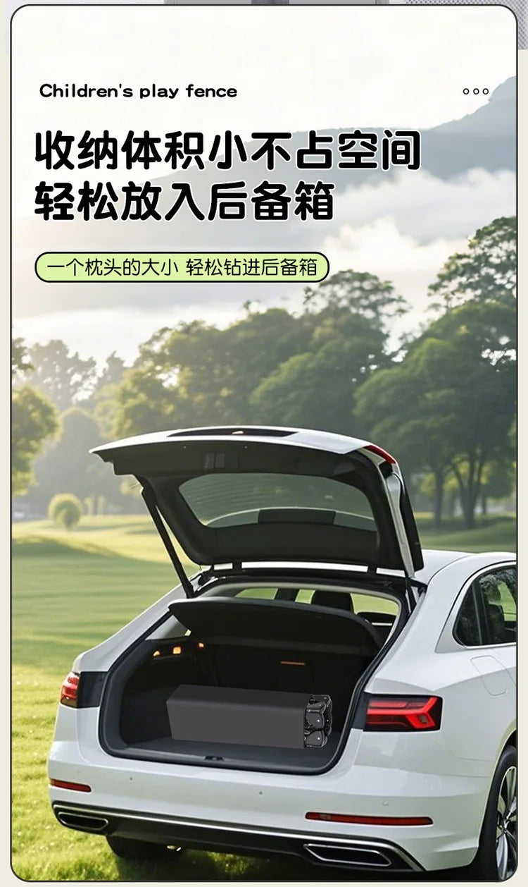 Portable Playpen Bed with Protective Fence, Foldable Safety Crib for Toddler, Multifunctional Baby Bed and Home Activity Center