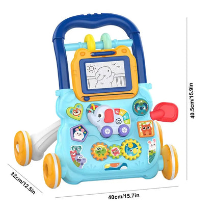 Babies Walker with Wheels Stand Learning Activities Developmental Multi-functional Toddler Trolley Hand Push Walker