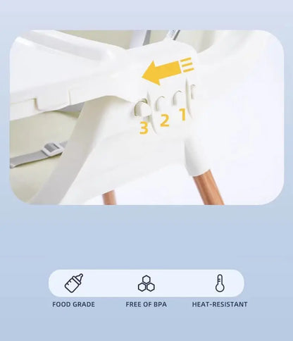 Convertible Baby High Chair, Highchair/Booster/Chair with Removable Tray, Adjustable Metal Legs, 5-Point Harness PU Cushion