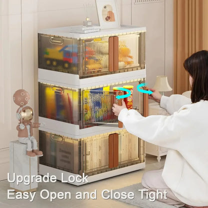 Folding Wardrobe Storage Cabinet Installation Free Movable Transparent Kids Clothing Organization Simple Foldable Closet Cabinet