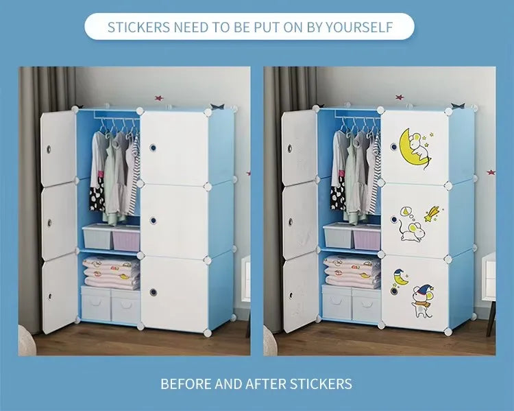 Diy Foldable Bedroom Organizer Closet Baby Wardrobe Plastic Kids Plastic Storage Cabinet Wardrobe For Clothes