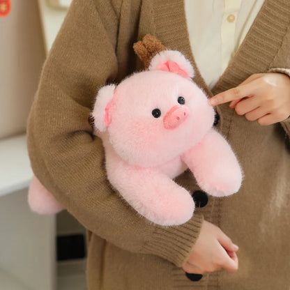 Pink Pig Soft Stuffed Plush Toys Lie Down Cute Pig Dolls Love Tail Cushion Stuffed Plushies Valentine's Day Gifts For Girls