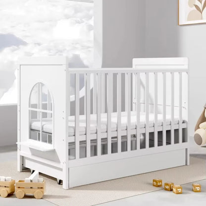 White Wooden Baby Crib (6-in-1)