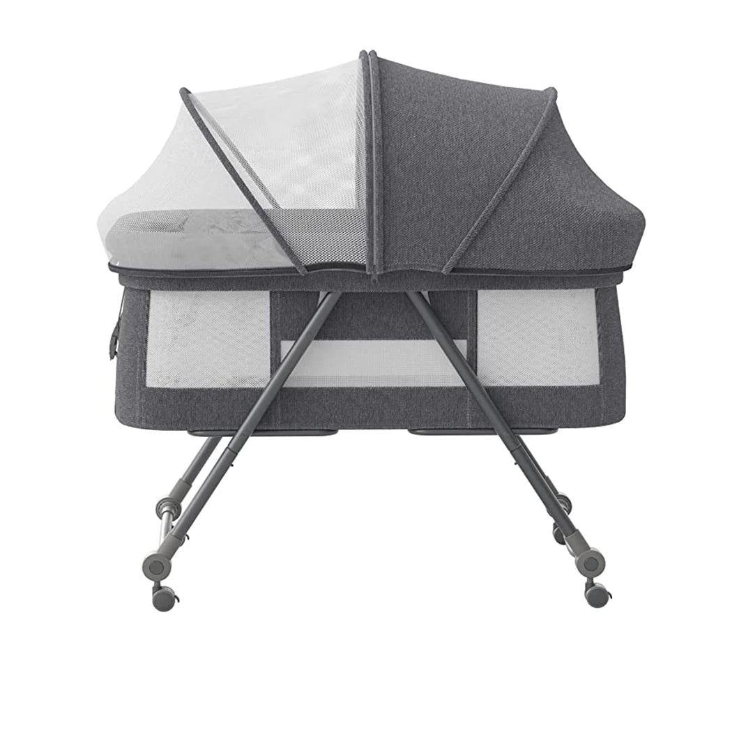 Baby Travel Cot with Mattress & Silent Wheels