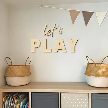 “Let’s Play” Wooden Wall Sign – Playroom Magic Starts Here