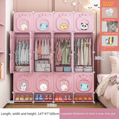 Modern Simplicity Children Bedroom Furniture Folding Wardrobe Cabinets Storage Locker Plastic Collapsible Box Clothes Closet