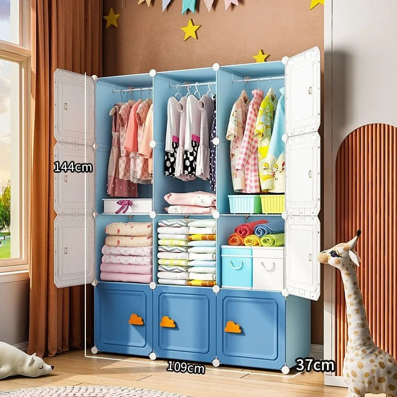 Modern Household Wardrobe Bedroom Furniture Organizer Rack Multilayer Plastics Storage Cabinets Of Collapsible Children Locker