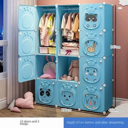 Modern Simplicity Children Bedroom Furniture Folding Wardrobe Cabinets Storage Locker Plastic Collapsible Box Clothes Closet