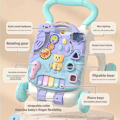 Anti-Tip Baby Walker Push Cart Toy for Learning to Walk 3-18 Months Hand Push Step Assisting Child Development Products