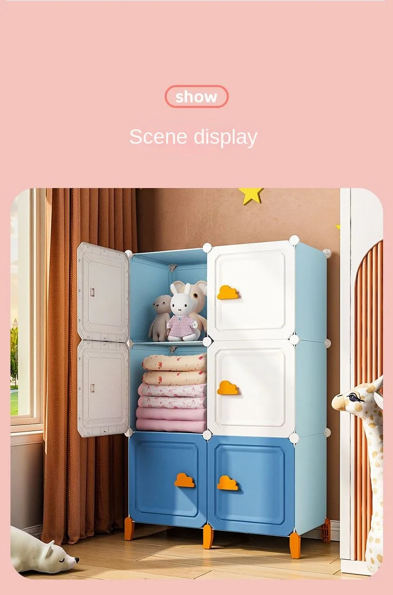Modern Household Wardrobe Bedroom Furniture Organizer Rack Multilayer Plastics Storage Cabinets Of Collapsible Children Locker
