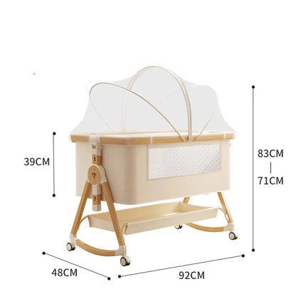 Multifunctional Baby Crib – Adjustable Height, Foldable & Movable