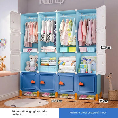 Modern Household Wardrobe Bedroom Furniture Organizer Rack Multilayer Plastics Storage Cabinets Of Collapsible Children Locker