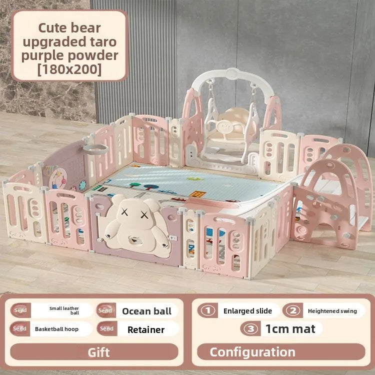 Kids Indoor Safety Playpen Foldable Baby Barrier Slide Swing Fun Activity Center Toddlers Home Use Secure Protective Play Area