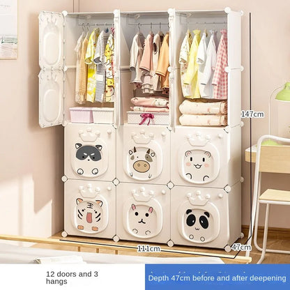 Modern Simplicity Children Bedroom Furniture Folding Wardrobe Cabinets Storage Locker Plastic Collapsible Box Clothes Closet