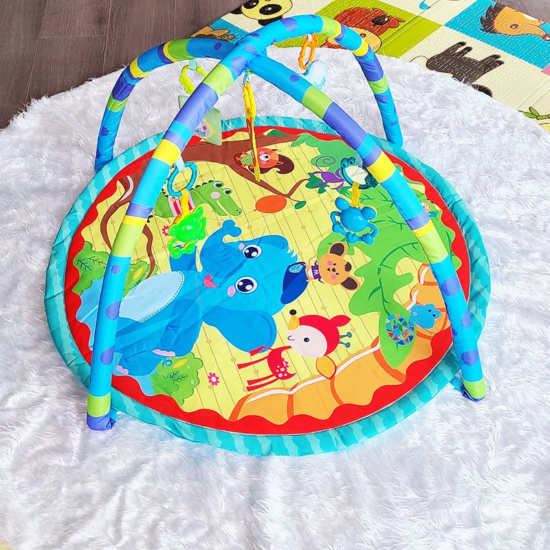 Baby Play Gym Play Mat Tummy Time Fitness Frame Activity Rack with 5 Detachable Toys Newborn Sensory Skill Development Kids Rug