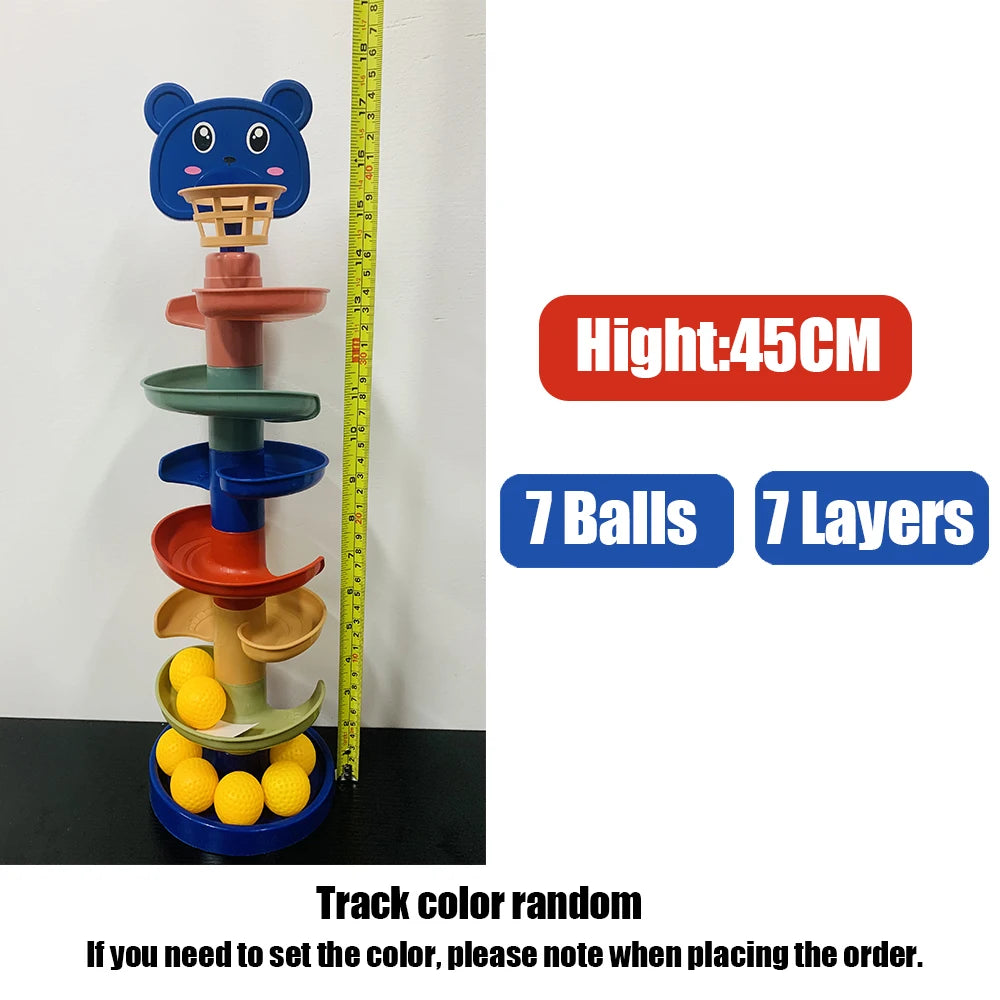 Baby Toys Rolling Ball Pile Tower Early Educational Toy For Babies Rotating Track Educational Baby Gift Stacking Toy ForChildren