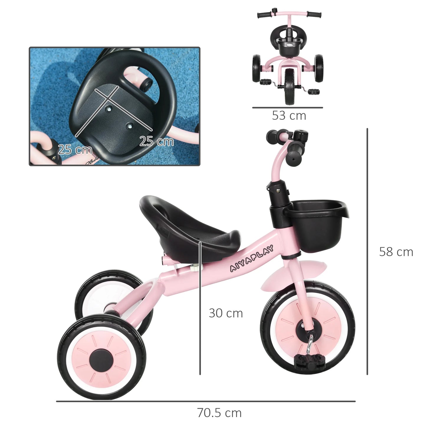 Kids Tricycle with Basket & Adjustable Seat (Ages 2–5)