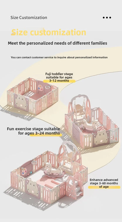 Kids Indoor Safety Playpen Foldable Baby Barrier Slide Swing Fun Activity Center Toddlers Home Use Secure Protective Play Area