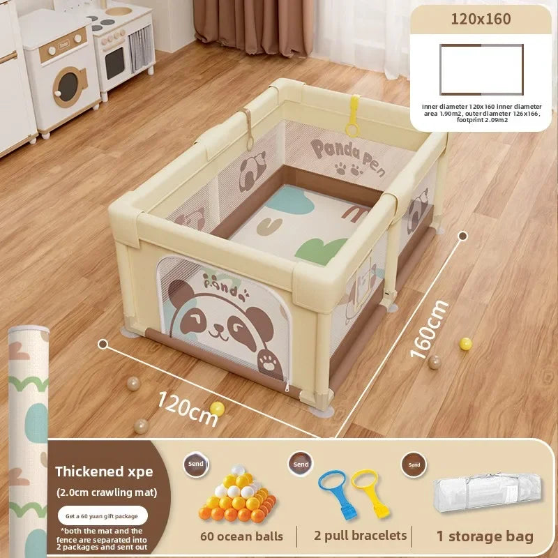 Safety Fence Foldable Baby Playpen Indoor Toddler Activity Area Crawling Mat Easy Assembly Non-Toxic Materials Indoor Playground