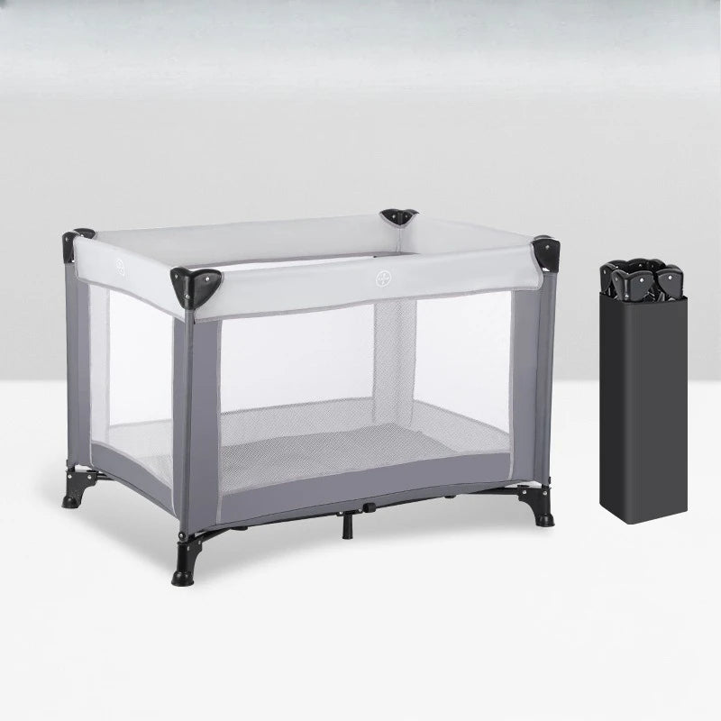 Portable Playpen Bed with Protective Fence, Foldable Safety Crib for Toddler, Multifunctional Baby Bed and Home Activity Center
