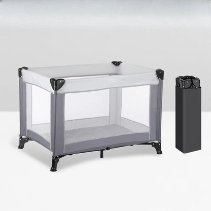 Portable Playpen Bed with Protective Fence, Foldable Safety Crib for Toddler, Multifunctional Baby Bed and Home Activity Center