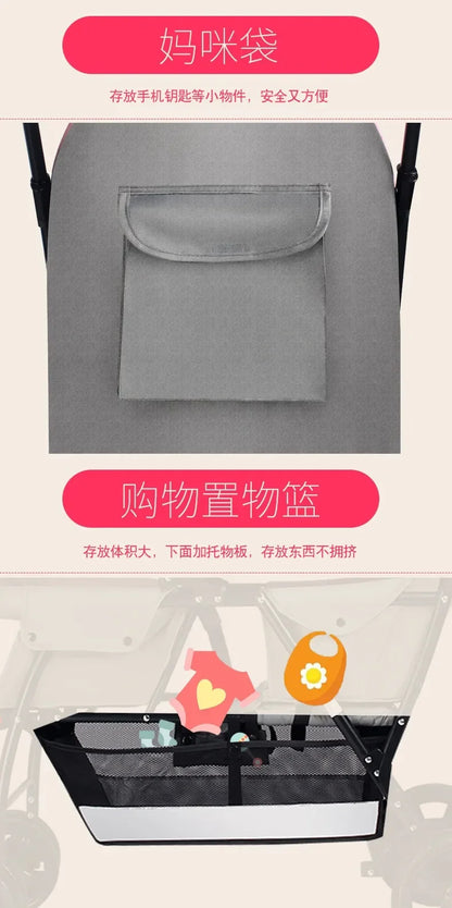 2025The Twin Strollers Sit Back and Forth in The Wheelbarrow, The Size of The Trolley, The Twin Trolley Can Sit and Lie Down.