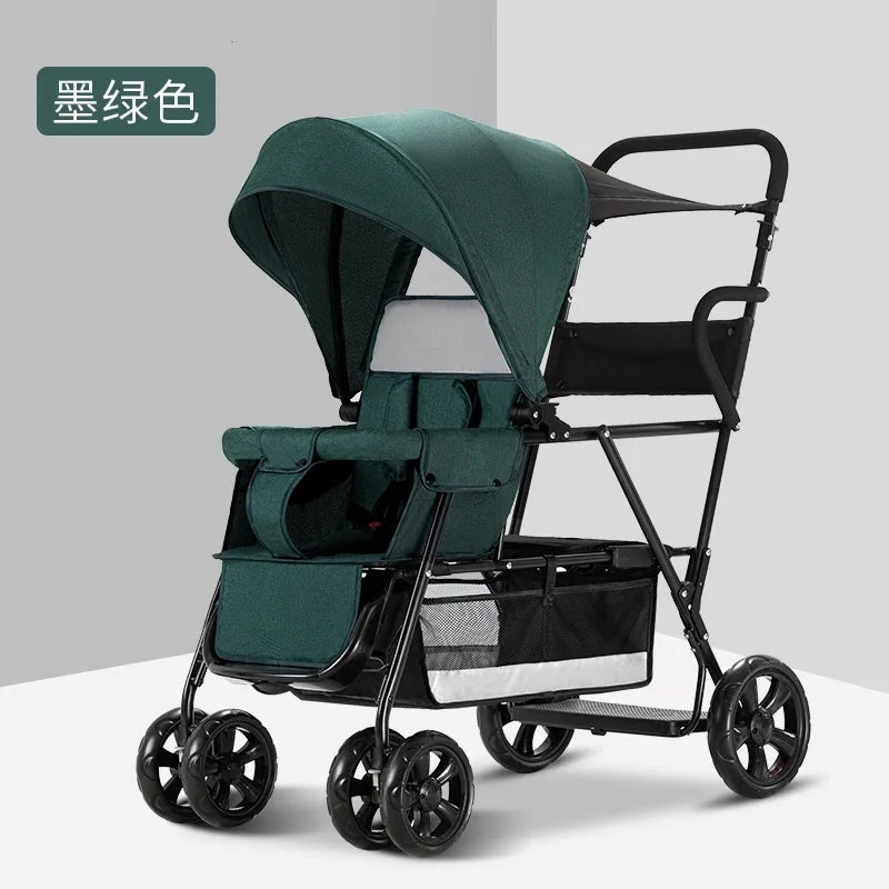 2025The Twin Strollers Sit Back and Forth in The Wheelbarrow, The Size of The Trolley, The Twin Trolley Can Sit and Lie Down.