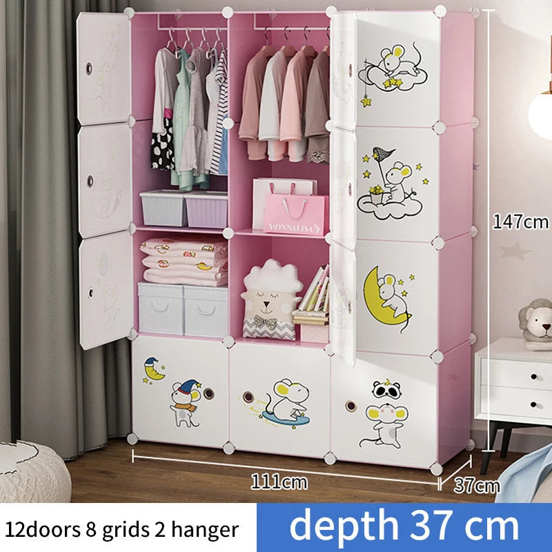 Diy Foldable Bedroom Organizer Closet Baby Wardrobe Plastic Kids Plastic Storage Cabinet Wardrobe For Clothes