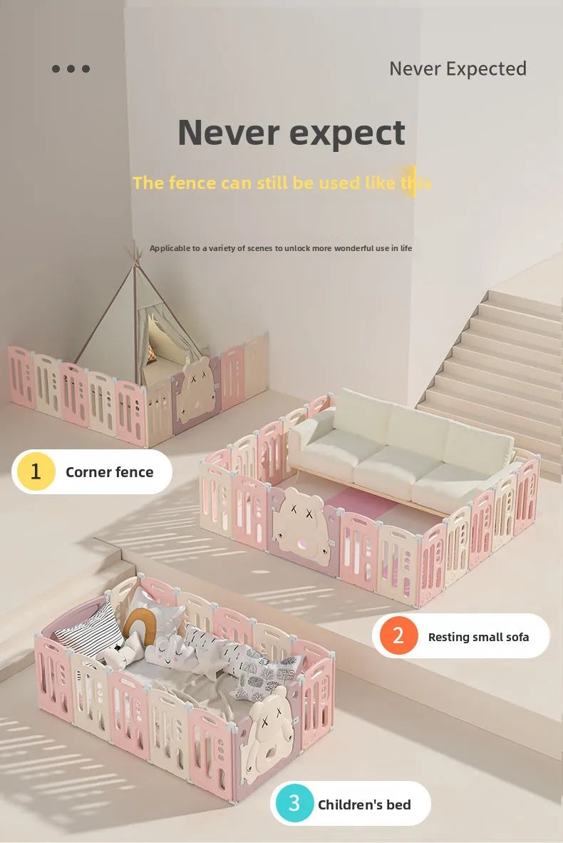 Kids Indoor Safety Playpen Foldable Baby Barrier Slide Swing Fun Activity Center Toddlers Home Use Secure Protective Play Area