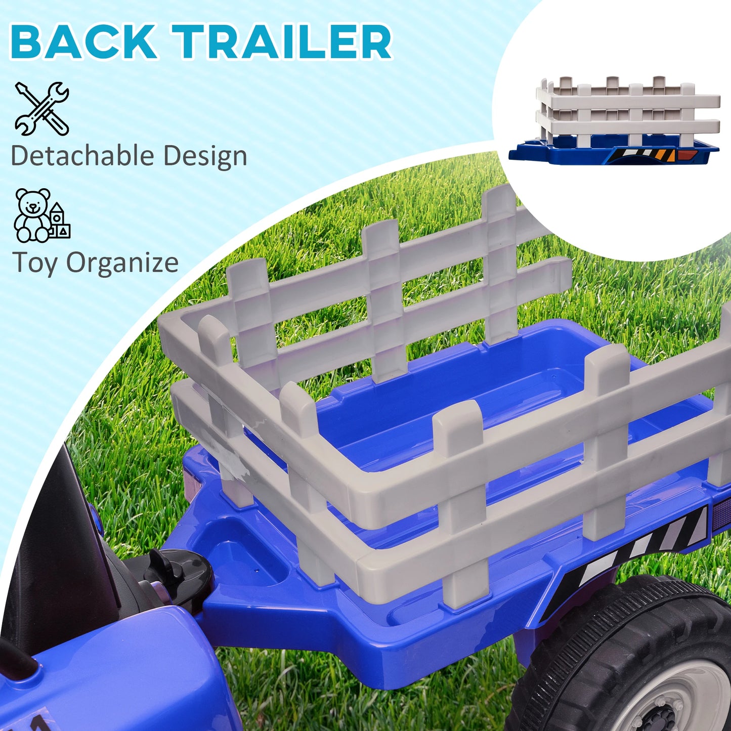 12V Kids Ride-On Tractor with Detachable Trailer & Remote