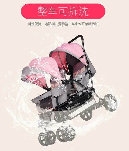 2025The Twin Strollers Sit Back and Forth in The Wheelbarrow, The Size of The Trolley, The Twin Trolley Can Sit and Lie Down.