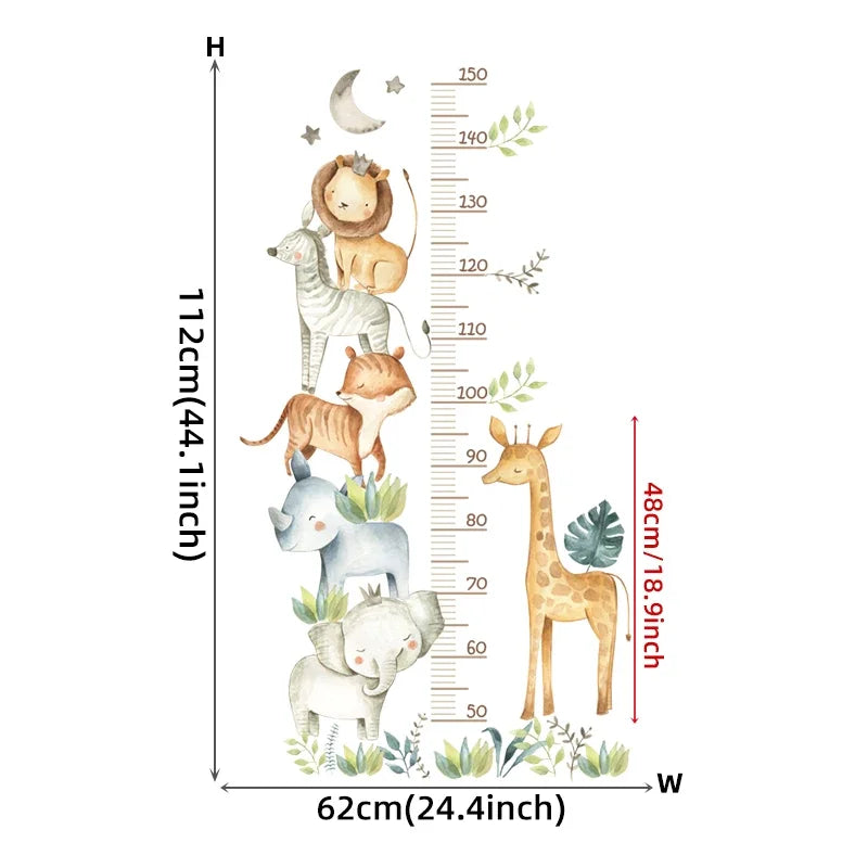 Animal Height Chart Wall Stickers – Track Every Precious Inch