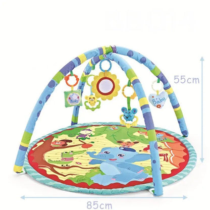 Baby Play Gym Play Mat Tummy Time Fitness Frame Activity Rack with 5 Detachable Toys Newborn Sensory Skill Development Kids Rug