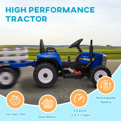 12V Kids Ride-On Tractor with Detachable Trailer & Remote