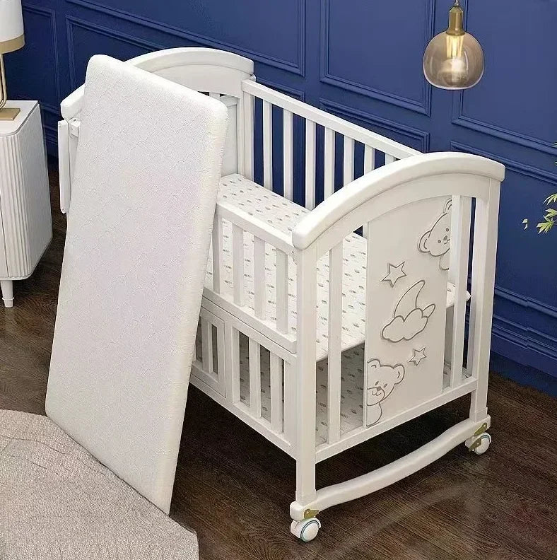 Timeless Solid Wood Baby Crib & Convertible Splicing Bed