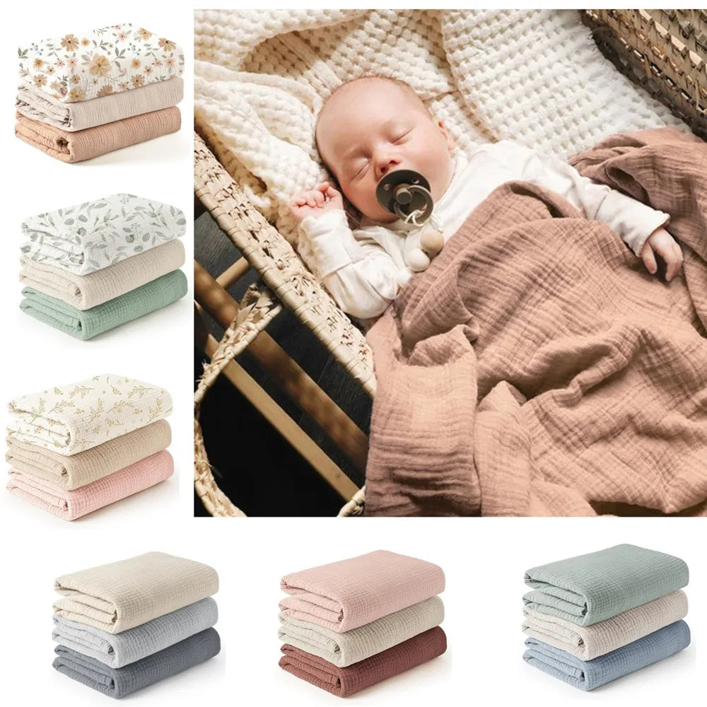 Baby cotton yarn quilt three-piece wrapping towel newborn six-layer wrapping blanket