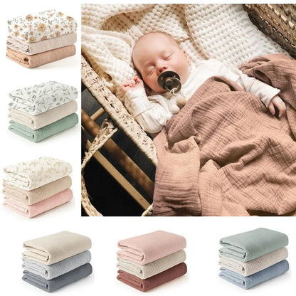 Baby cotton yarn quilt three-piece wrapping towel newborn six-layer wrapping blanket