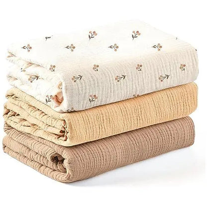 Baby cotton yarn quilt three-piece wrapping towel newborn six-layer wrapping blanket