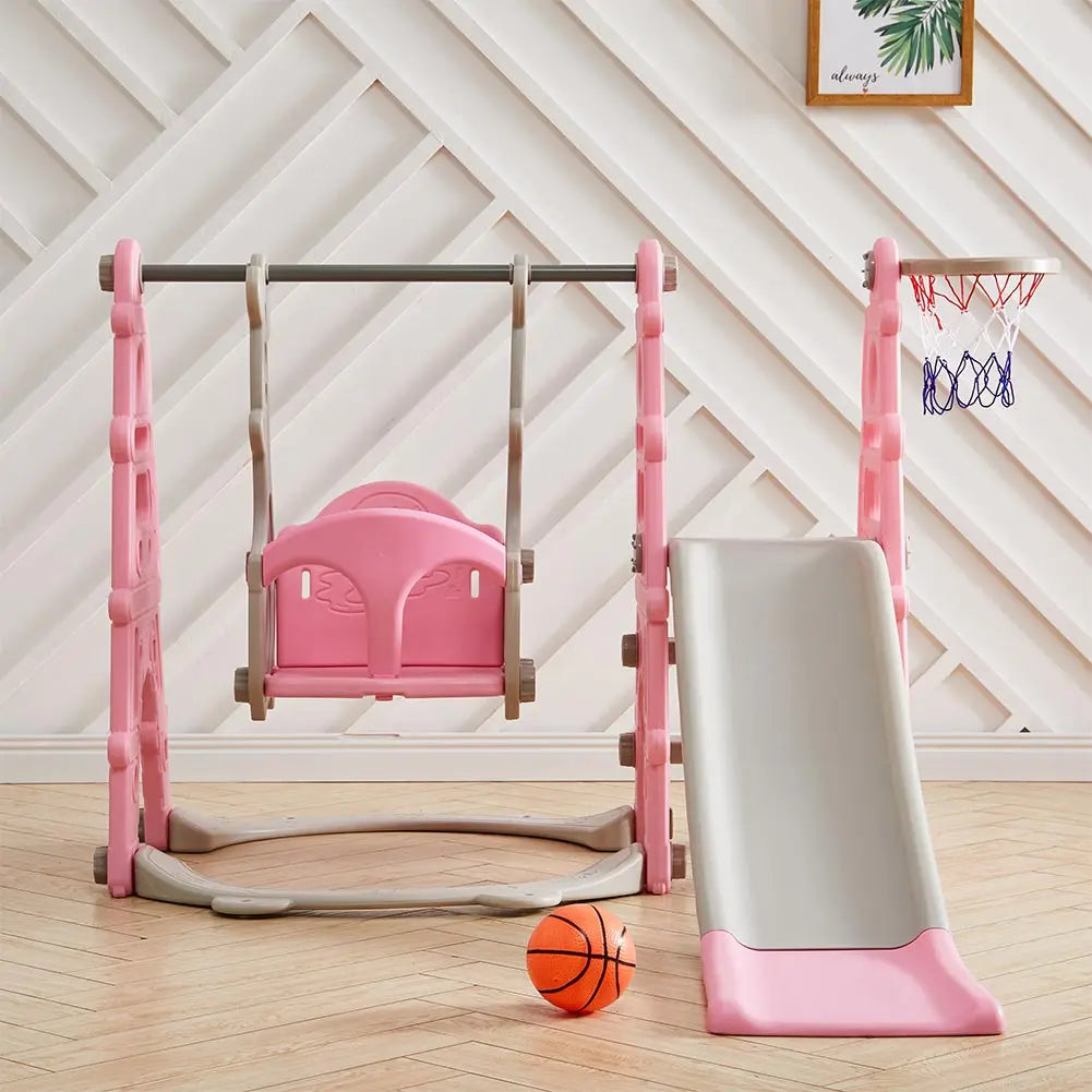 BabyBlush Toddler Swing, Slide & Basketball Playset