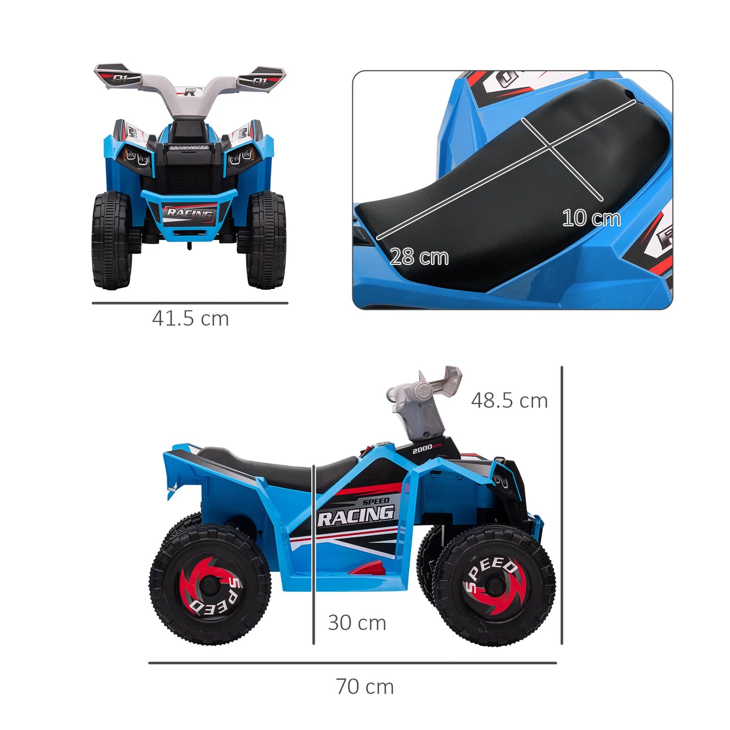 HOMCOM Electric Quad Bike, 6V Kids Ride-On ATV, for Ages 18-36 Months