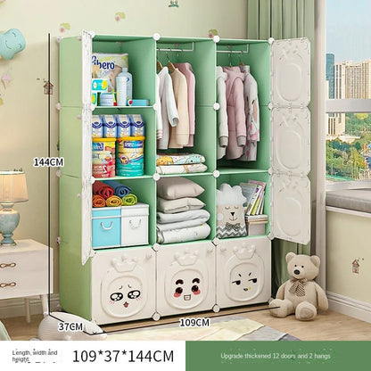 Modern Simplicity Children Bedroom Furniture Folding Wardrobe Cabinets Storage Locker Plastic Collapsible Box Clothes Closet