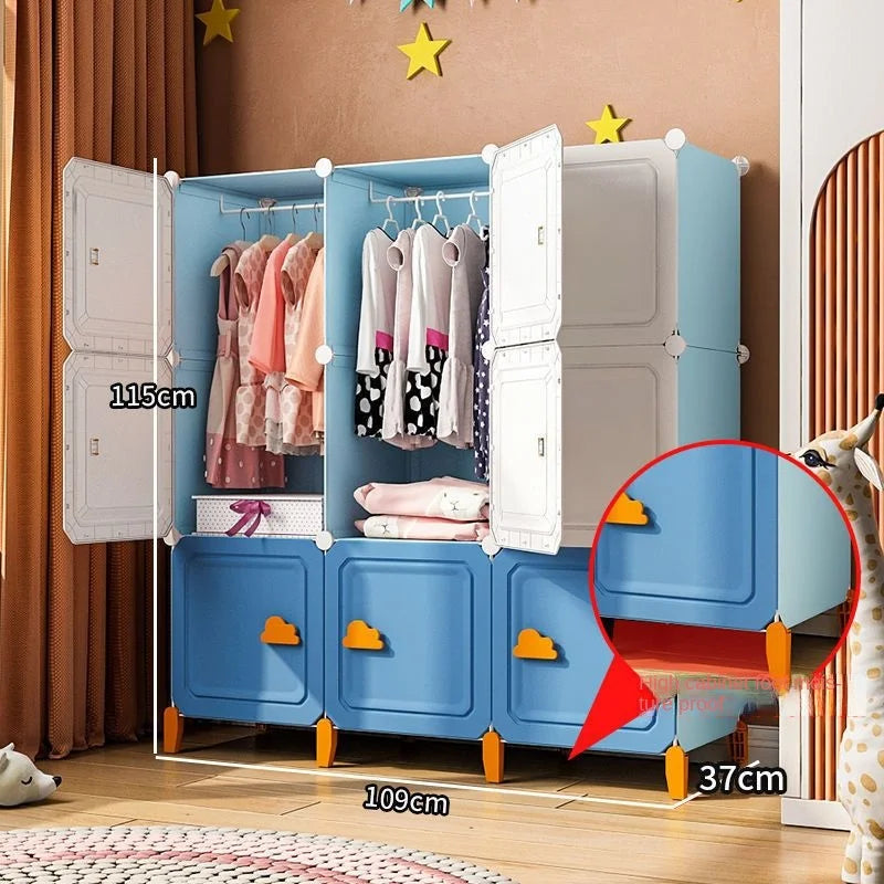 Modern Household Wardrobe Bedroom Furniture Organizer Rack Multilayer Plastics Storage Cabinets Of Collapsible Children Locker