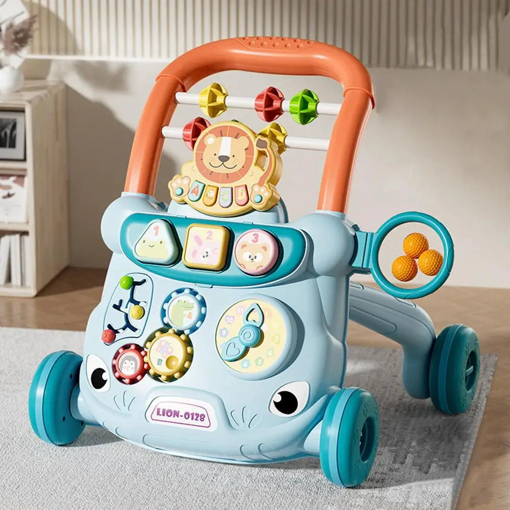 Babies Walker with Wheels Stand Learning Activities Developmental Multi-functional Toddler Trolley Hand Push Walker