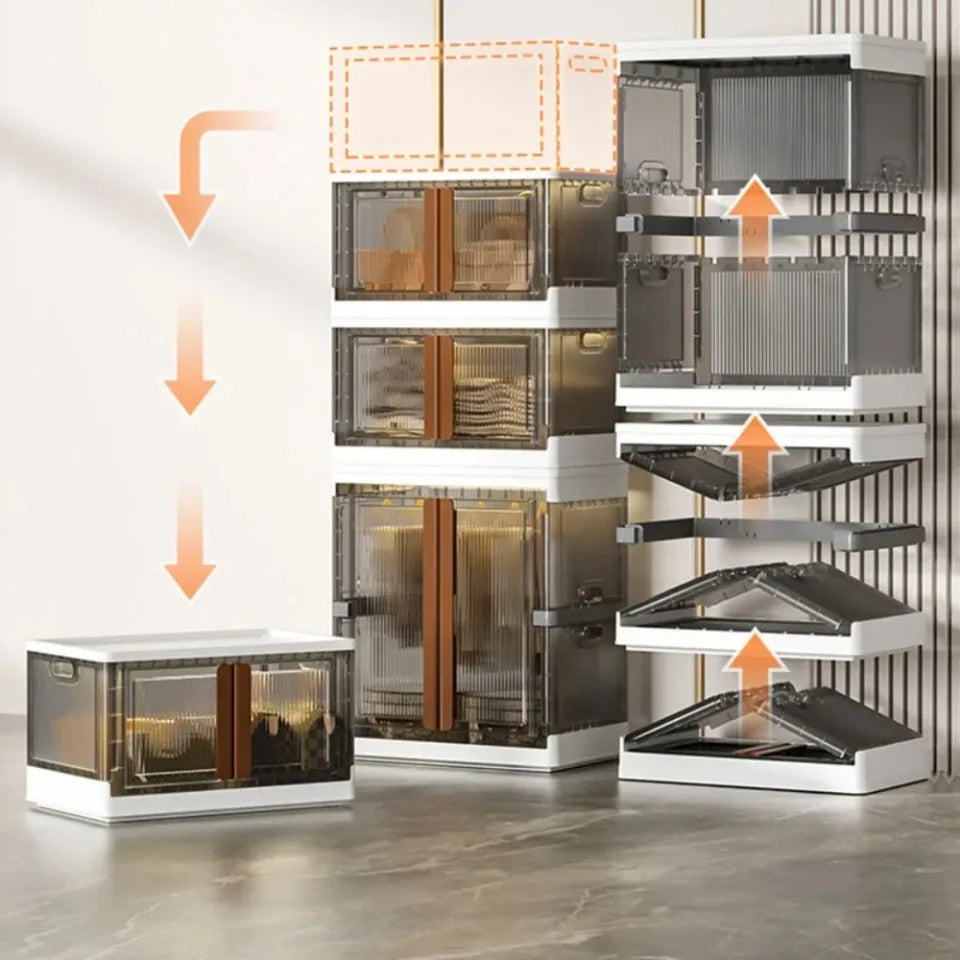 Folding Wardrobe Storage Cabinet Installation Free Movable Transparent Kids Clothing Organization Simple Foldable Closet Cabinet