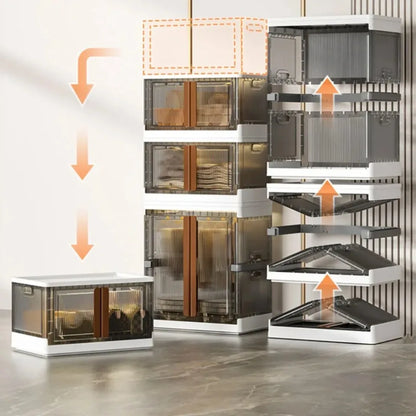 Folding Wardrobe Storage Cabinet Installation Free Movable Transparent Kids Clothing Organization Simple Foldable Closet Cabinet