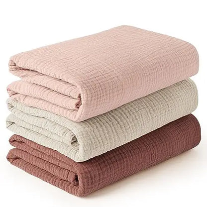 Baby cotton yarn quilt three-piece wrapping towel newborn six-layer wrapping blanket