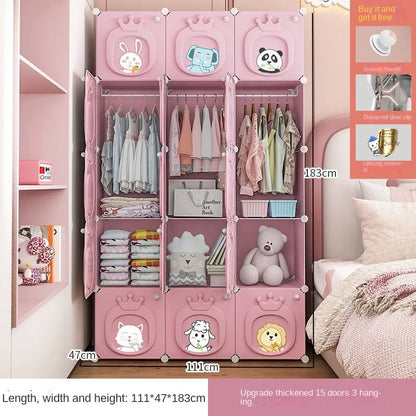 Modern Simplicity Children Bedroom Furniture Folding Wardrobe Cabinets Storage Locker Plastic Collapsible Box Clothes Closet