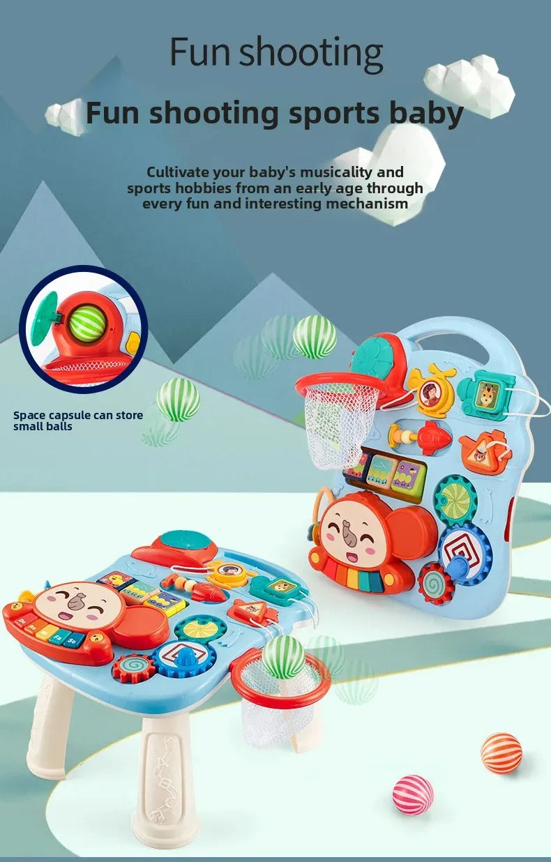 Three-in-One Early Education Baby Walker Stroller Steerable Anti-Tip Multifunctional Toddler Toy Car for Babies Learning to Walk