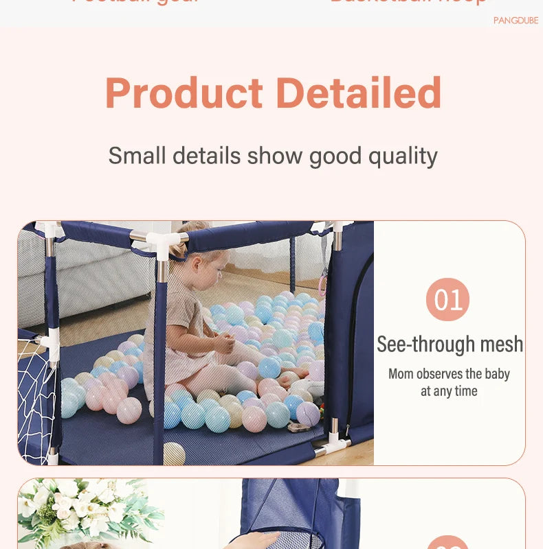 PANGDUBE Baby Playpen for Children Play Area Baby Playground 6 Month~6 Years Old Kids Ball Pit Playpen Indoor Baby Safety Fence